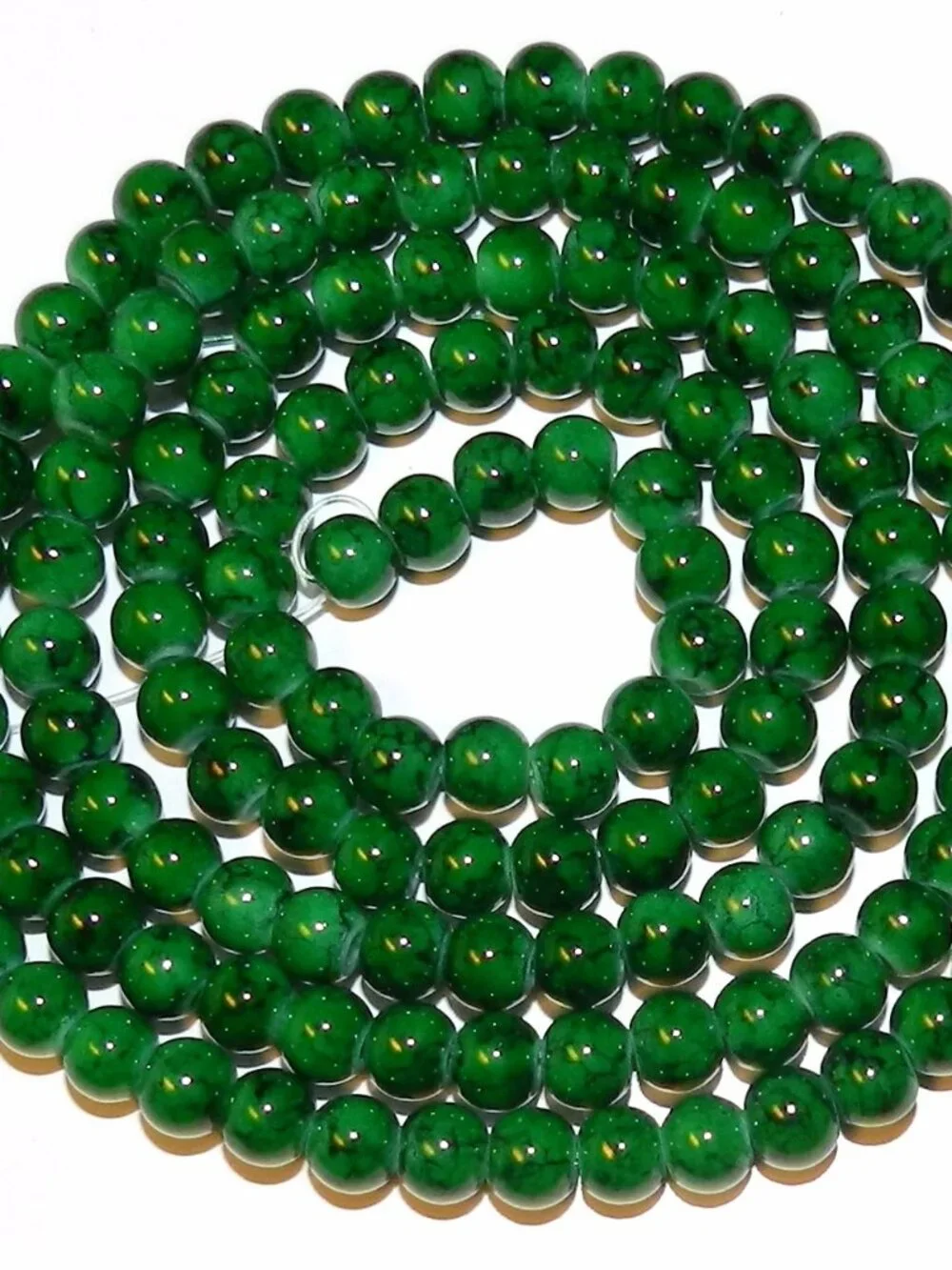 G1971 Dark Green with Black Marbled Varnish 6mm Round Glass 32